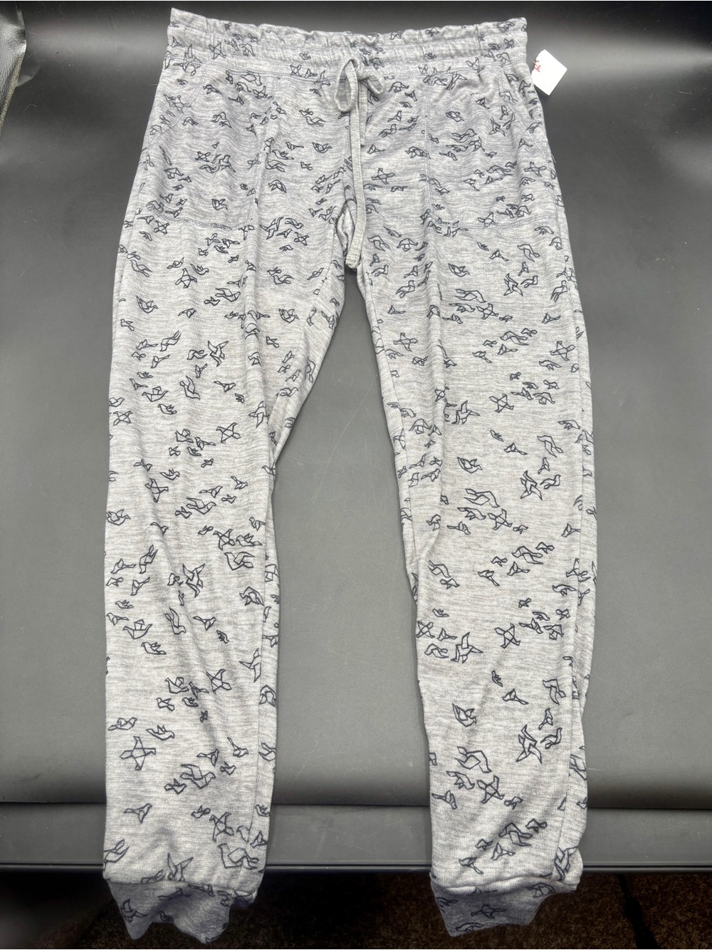 NWT Grey Origami Paper Crane Lounge Joggers Pants Small